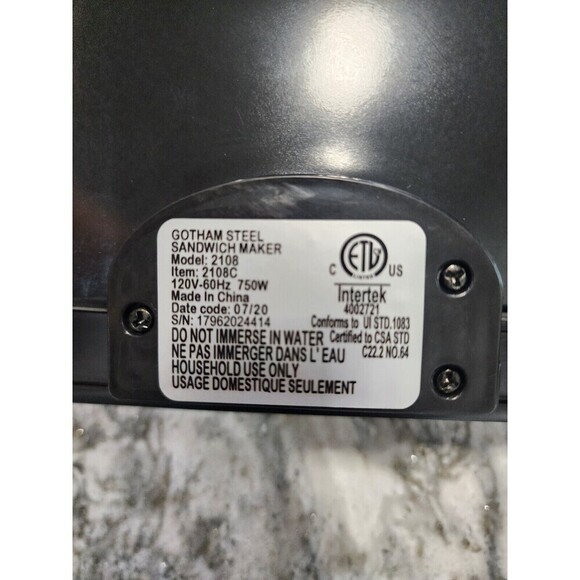 Gotham Steel Dual Electric Sandwich Maker and Panini Grill Non-Stick Model 2108 - Picture 4 of 4